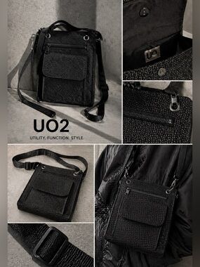 Urban Outfitters UO2 Black Textured Crossbody Bag Minimalist Utility Travel Bag